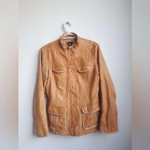GAP Tan Leather Jacket - Women’s Size L - Picture 6 of 8